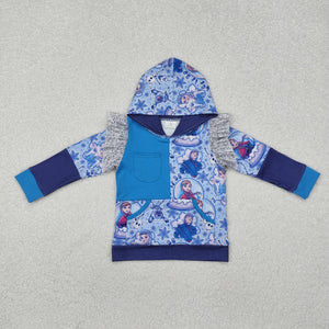 GT0890 baby girls blue Princess  hoodies top