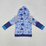 GT0890 baby girls blue Princess  hoodies top