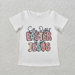 GT0898 Baby Girls Easter Jesus short sleeve T-Shirt top