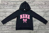 Pre-order GT0901  Adults pink vinyl Mama bow black Hoodie top