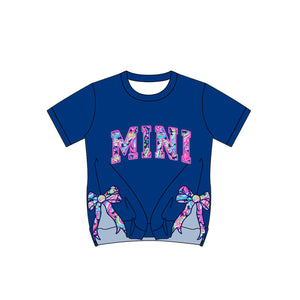 Pre-order GT0924 Girls rose MINI bow dark blueT-shirt （Deadline Jan.13）