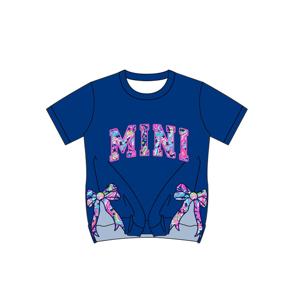 Pre-order GT0924 Girls rose MINI bow dark blueT-shirt （Deadline Jan.13）