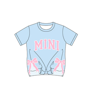 Pre-order GT0925 Girls pink MINI bow blueT-shirt （Deadline Jan.13）