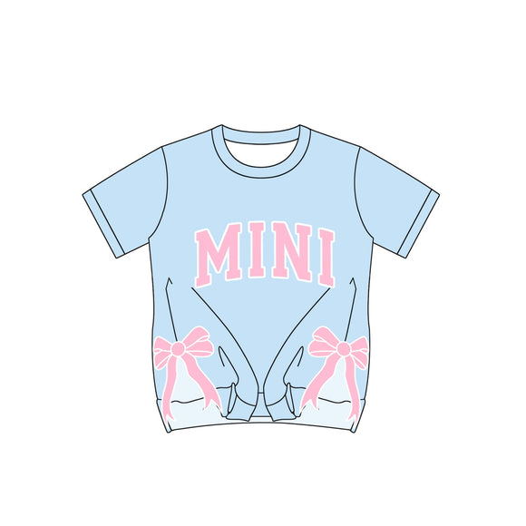 Pre-order GT0925 Girls pink MINI bow blueT-shirt （Deadline Jan.13）