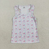 GT1014 Girls bow stripe vest T-shirt top yoga