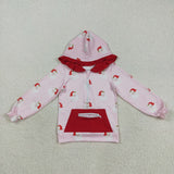 GT1047 baby girls Christmas zipper blue red hoodies top