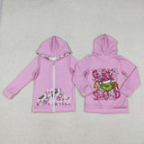 GT1142 baby girls Christmas rose  hoodies zipper top