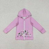 GT1142 baby girls Christmas rose  hoodies zipper top