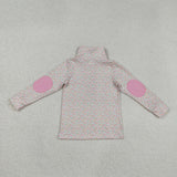 GT1145 baby girls flower pink hoodies zipper top