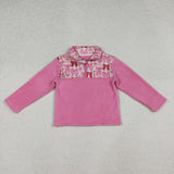 GT1149 baby girls Christmas bow pink hoodies zipper top