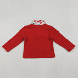 GT1150 baby girls Christmas bow red hoodies zipper top