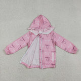 GT1217 baby girls pink bow long sleeve pullover top