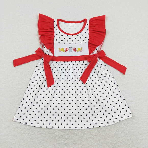 GSD0622-- summer crayfish red embroidery girls dress