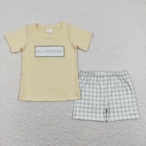 BSSO0403-- summer yellow embroidery boy outfits
