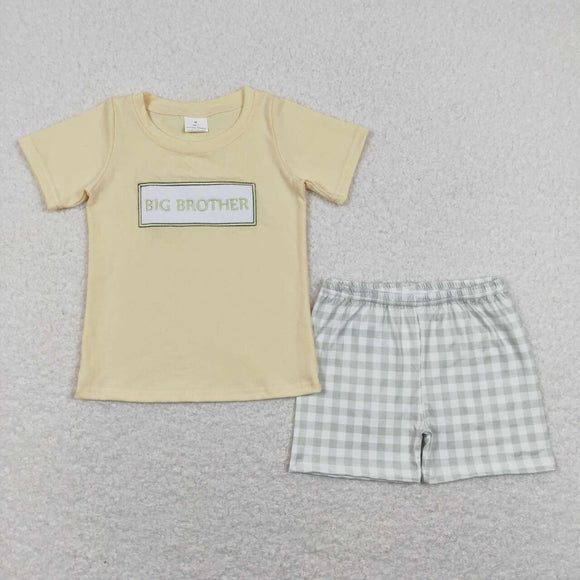 BSSO0403-- summer yellow embroidery boy outfits