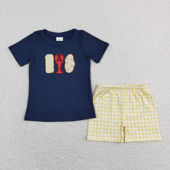 BSSO0418-- summer crayfish navy boy outfits