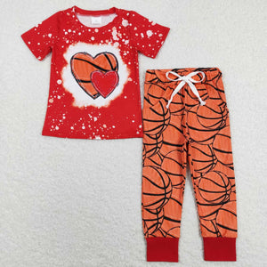 BSPO0291--basketball short sleeve heart red boy outfits