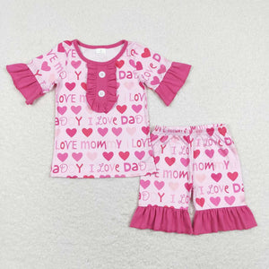 GSSO0445--  i love mommy & daddy  pink girls pajamas
