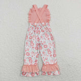 SR0963--Sleeveless pink flower baby girls jumpsuit