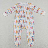 LR0890-- long sleeve carrot baby sleeper