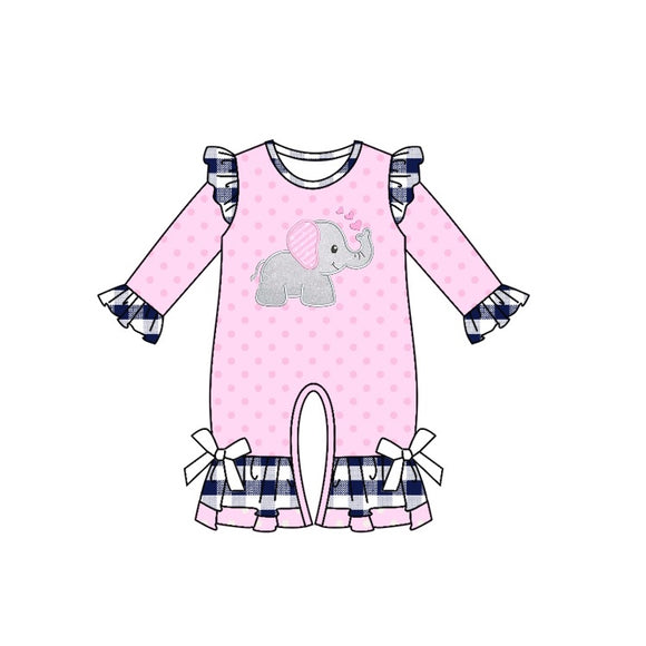 LR0901--pre order long sleeve Elephant pink baby sleeper