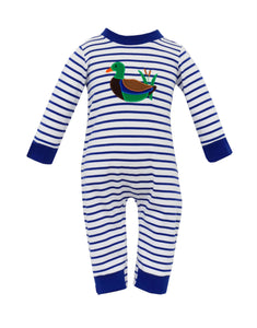 LR0985  pre order Long sleeves mallard duck stripe romper