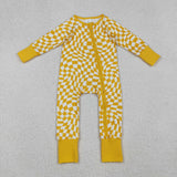 LR1089 Baby boys Orange checkerboard sleeper