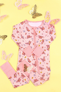 LR1109 Pre-order  long sleeve Butterfly pink sleeper