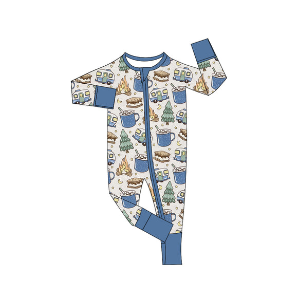 LR1212 Pre-order long sleeve fire blue boy sleeper