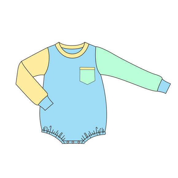 LR1231 Pre-order long sleeve cotton blue/pink/yellow boy bubble