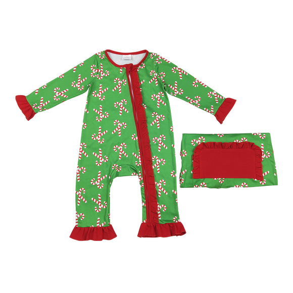 LR1236  long sleeve Christmas Candy cane sleeper