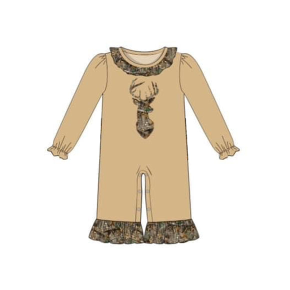 LR1267 Pre-order long sleeve hunting deer girls romper