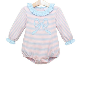 Pre-order LR1379 Baby girls stripe bows romper ( Deadline July 26 )