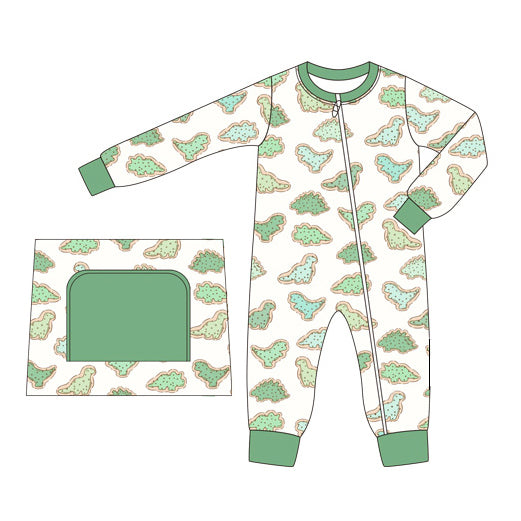 LR1523 pre order long sleeve dinosaur green sleeper