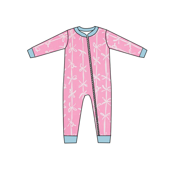 LR1552 pre order long sleeve bow pink sleeper