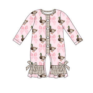 LR1690 pre order long sleeve mallard duck pink romper