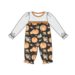 LR1691 pre order long sleeve pumpkin romper