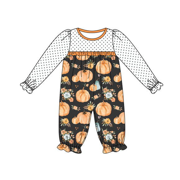 LR1691 pre order long sleeve pumpkin romper