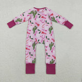 LR1742 long sleeve Christmas western pink sleeper