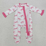 LR1770  long sleeve bow pink sleeper