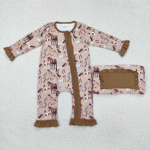 LR1771  baby girl clothes cowboy girl winter romper