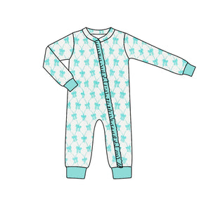 LR1003 pre order long sleeve green bow sleeper