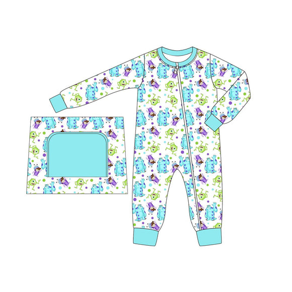 LR2021 pre order long sleeve cartoon big eye blue zipper sleeper