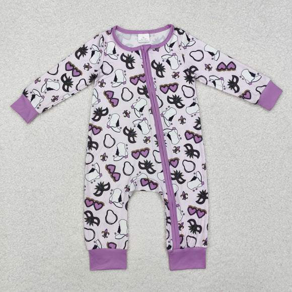 LR2038 baby girl clothes mardi gras girl winter romper