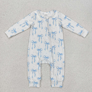 LR2070 long sleeve bow blue Cable Knit Fabric zipper sleeper