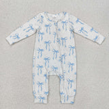 LR2070 long sleeve bow blue Cable Knit Fabric zipper sleeper