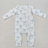 LR2070 long sleeve bow blue Cable Knit Fabric zipper sleeper