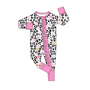 LR2089--pre order long sleeve Valentine's day leopard sleeper