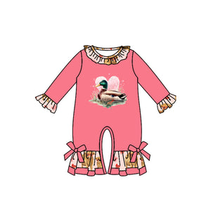 LR2109-pre order Valentine's day pink mallard duck romper