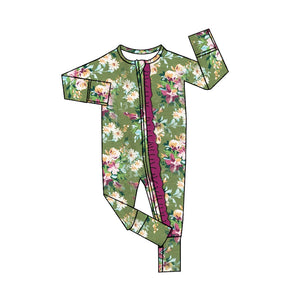 LR2130 pre-order baby girl clothes green flower girl winter romper-2024.11.15